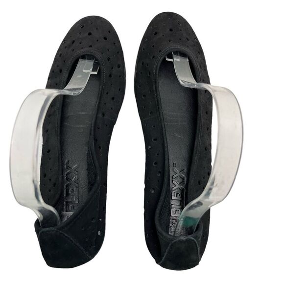 THE FLEXX Black Genuine Leather Suede Loafers Slip On Low Wedge Shoes Casual 9.5 - Picture 9 of 15
